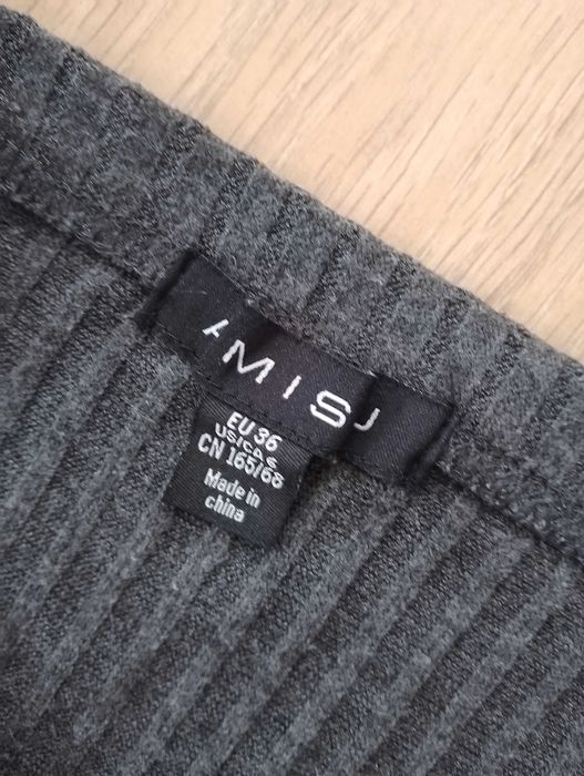 Amisu szara dzianinowa prążkowana spódnica maxi z wiskozą prążek 34 XS