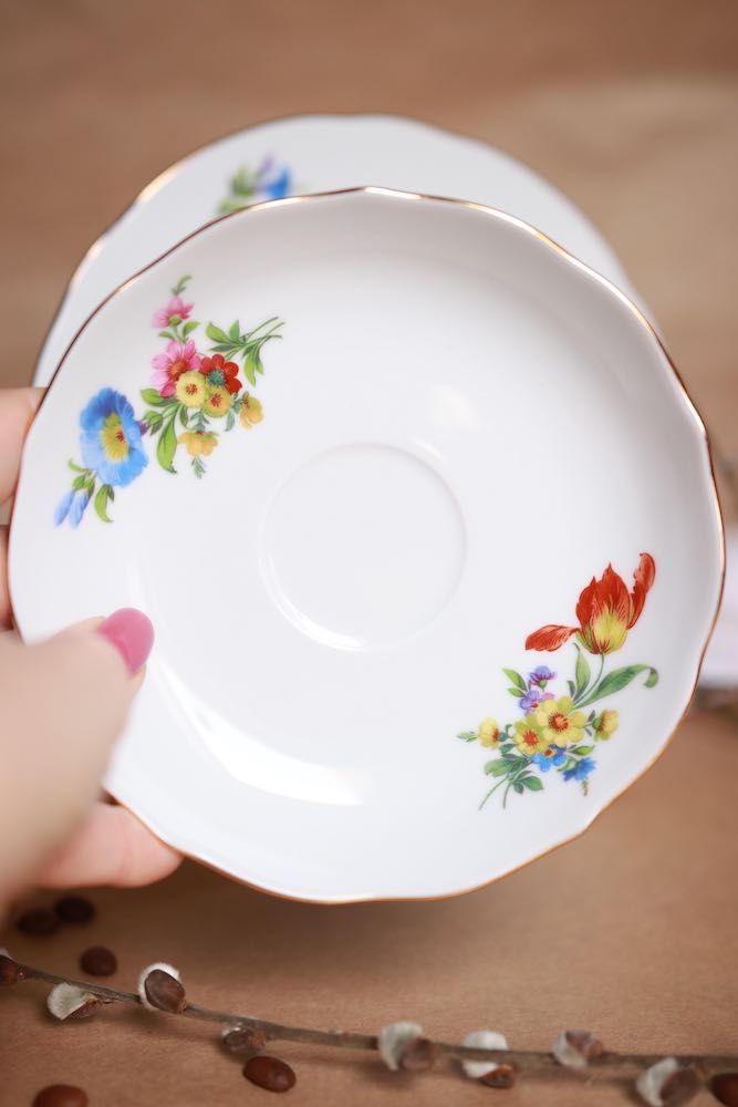 Zestaw śniadaniowy trio filiżanka Triptis porcelana