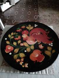 Винтажная настенная декоративная росписная тарелка
