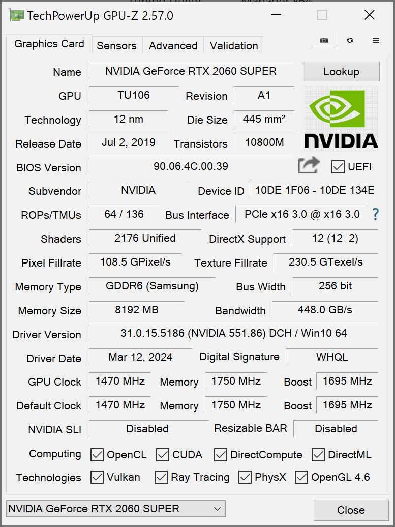 Відеокарта nVidia RTX 2060 Super 8Gb GDDR6