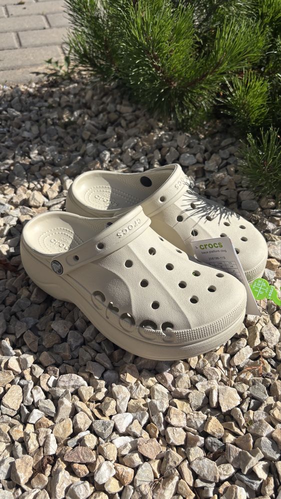 Baya platform clog крокси crocs женские жіночі бежеві