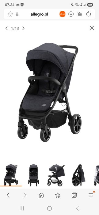 Britax Romer B-AGILE R Wózek Spacerowy 0-22 kg Black shadow/ Black