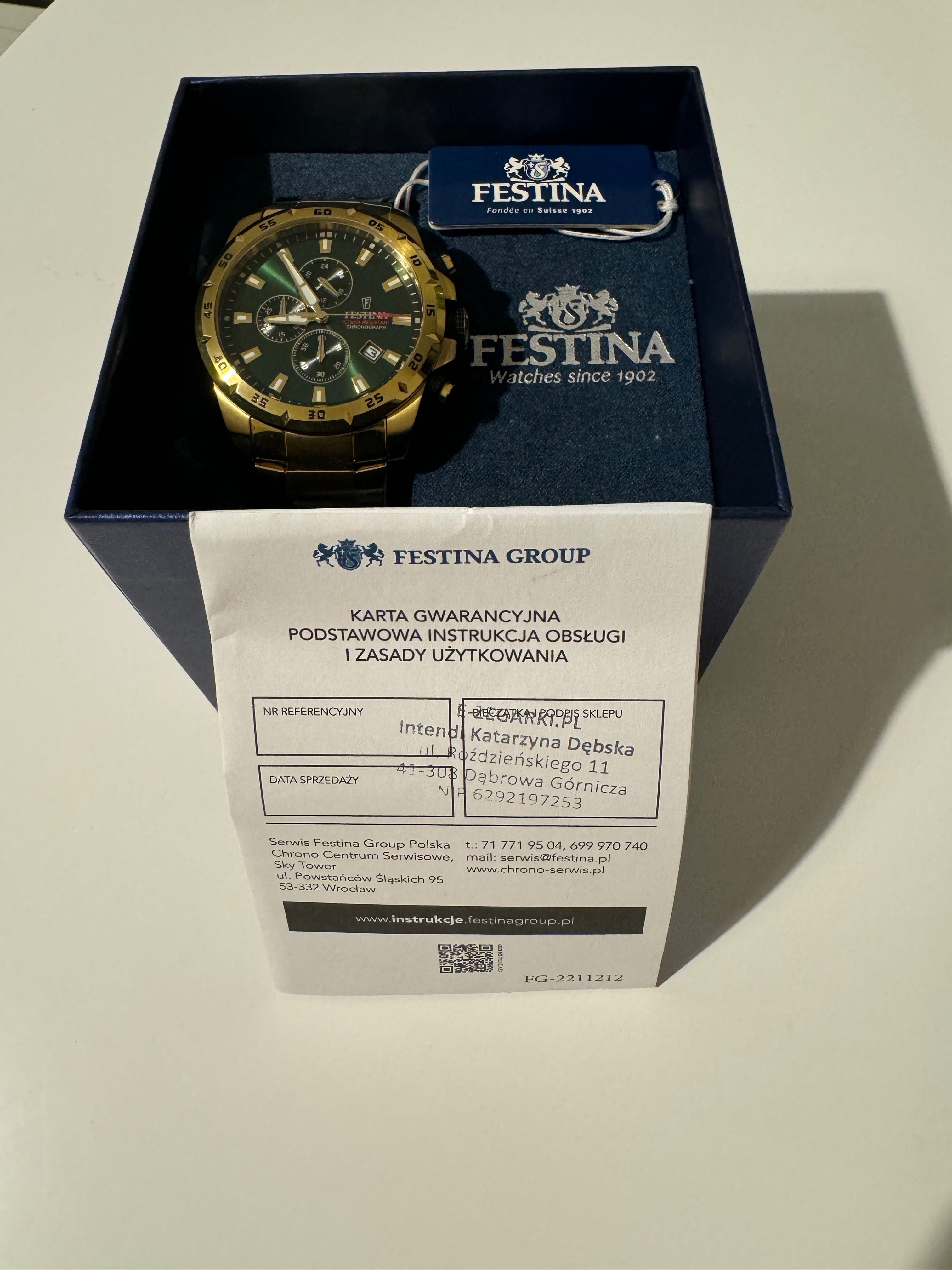 Zegarek Festina Chrono Sport Gold/Green - OKAZJA!