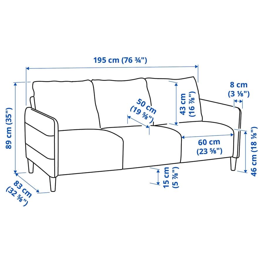 Sofa 3-osobowa, ANGERSBY IKEA