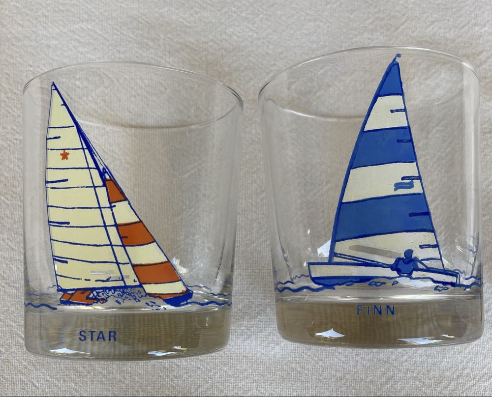Coleção de 6 copos, coleção barcos, anos 80, da “Nucrema”