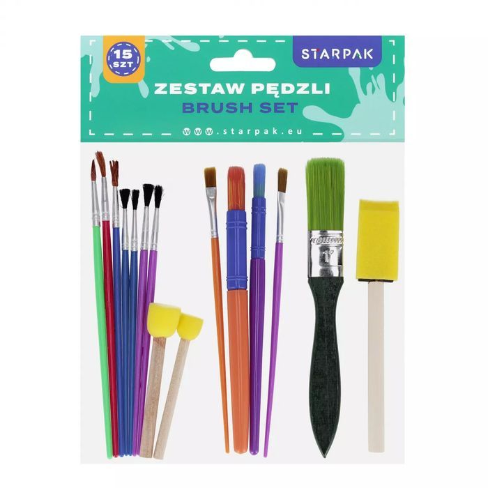 Zestaw Pędzli Szkolnych Kpl 15szt. Starpak 562604. Starpak