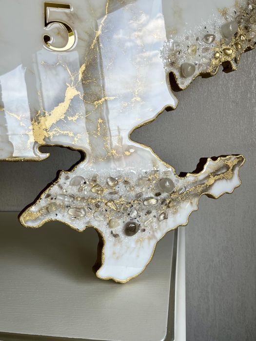 Настінний годинник «Карта України» з епоксидної смоли