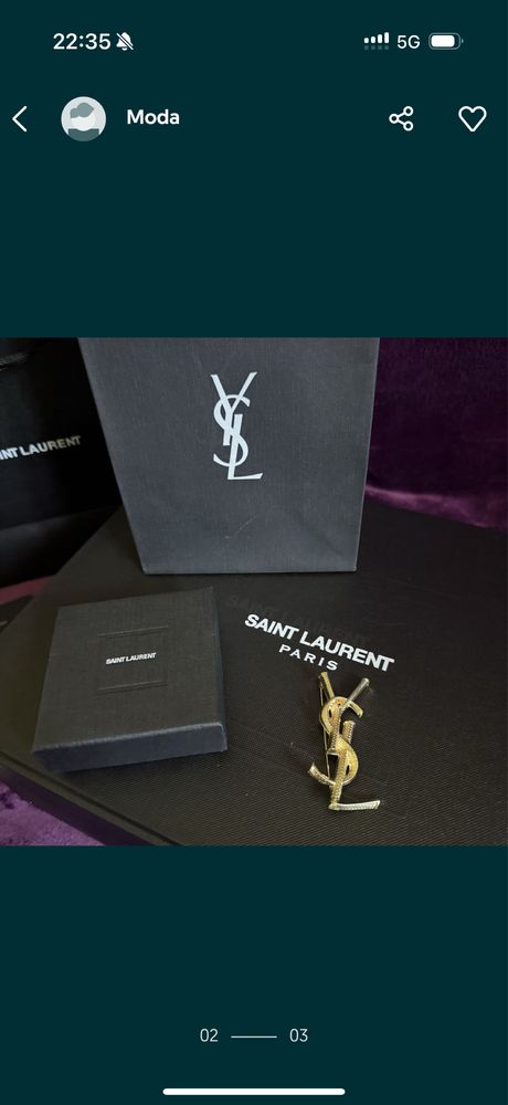 Broszka YSL komplet pudelko