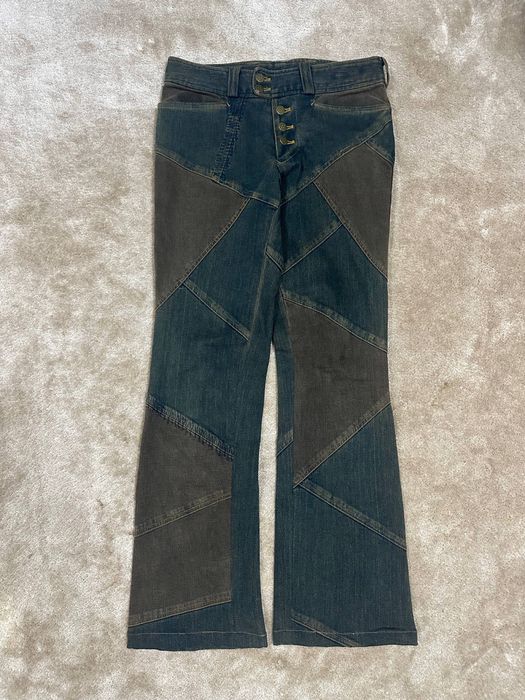Tornado Mart flared patched jeans y2k opium archive swag rick vintage
