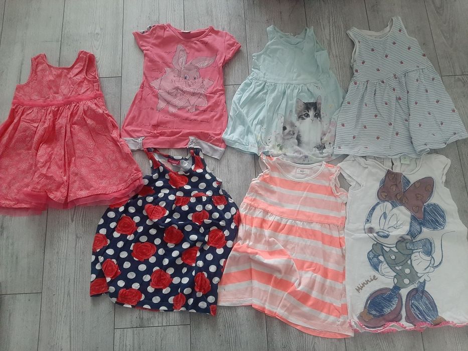 Zestaw sukienek letnich 92 h&m f&f disney minnie