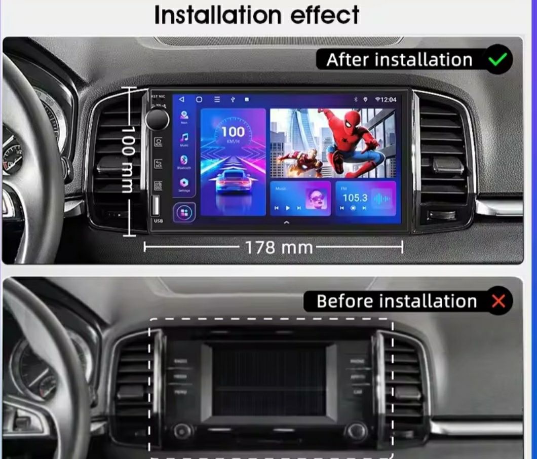 Radio 2 din android 12 nawigacja mapy offline Europa bluetooth YouTube