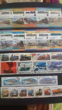 Znaczki zagraniczne kolekcja widoczna na zdjęciu transport kolej itp