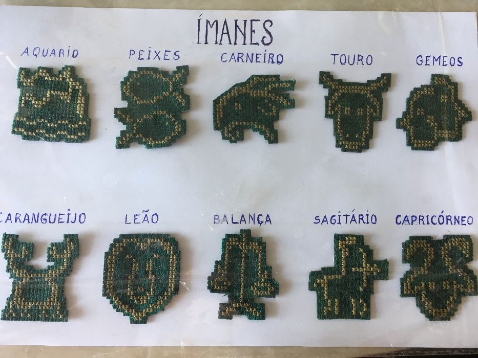 Imanes / signos, bordados à mão
