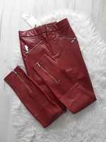 ZARA świetne bordowe spodnie z eko skóry S 36