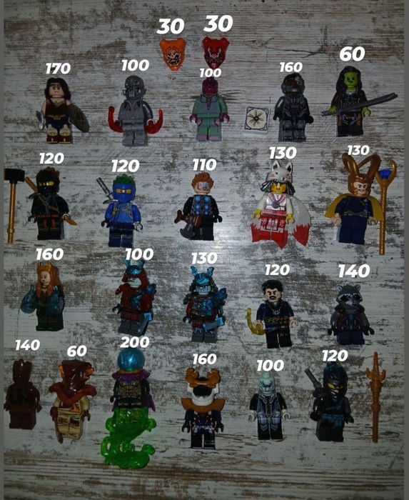 Фігурки Лего різних колекцій. Marvel, Ninjago, DC