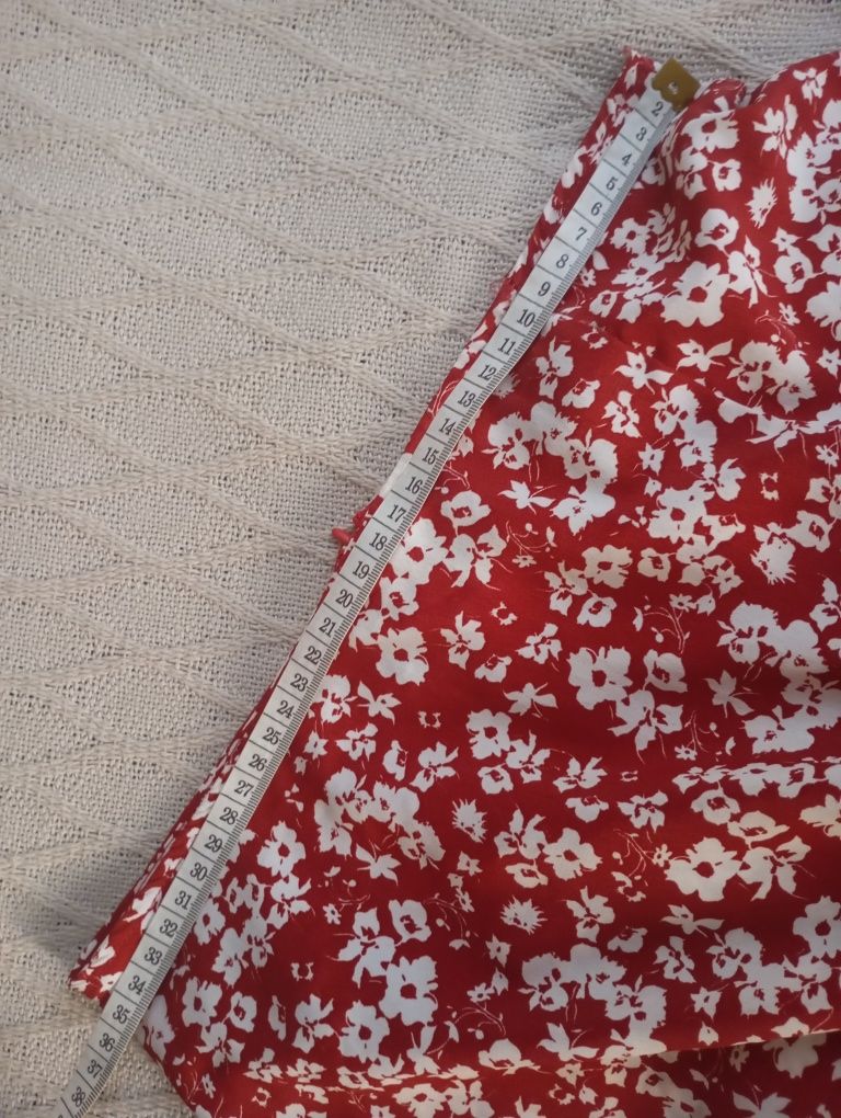 PRIMARK S-M długa czerwona spódnica midi maxi w kwiaty kwiatuszki