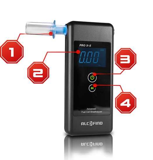 PRECYZYJNY Alkomat elektrochemiczny PRO X-5 z pamięcią pomiarów + Etui