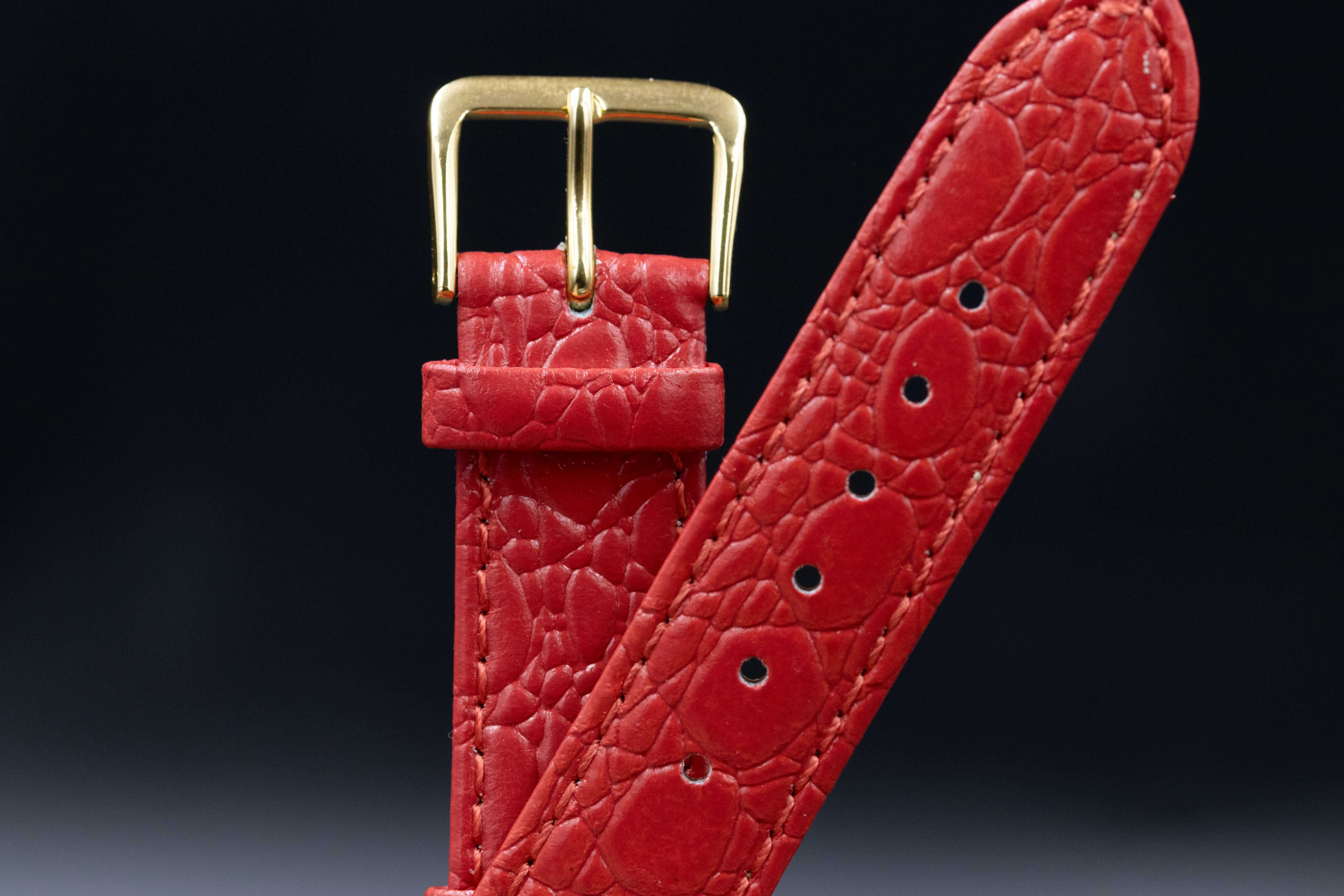 Pasek Opaska do Zegarka z Prawdziwej skóry Vintage Czerwony 20mm No49