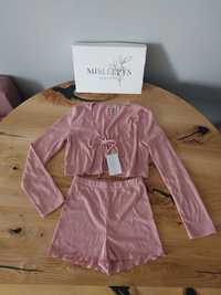 Домашній комплект піжама шорти та вкорочена кофтинка (рожевий, пудра)