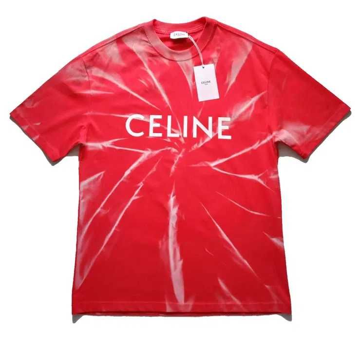 Celine t shirt czerwony Gruba bawelna Oversize