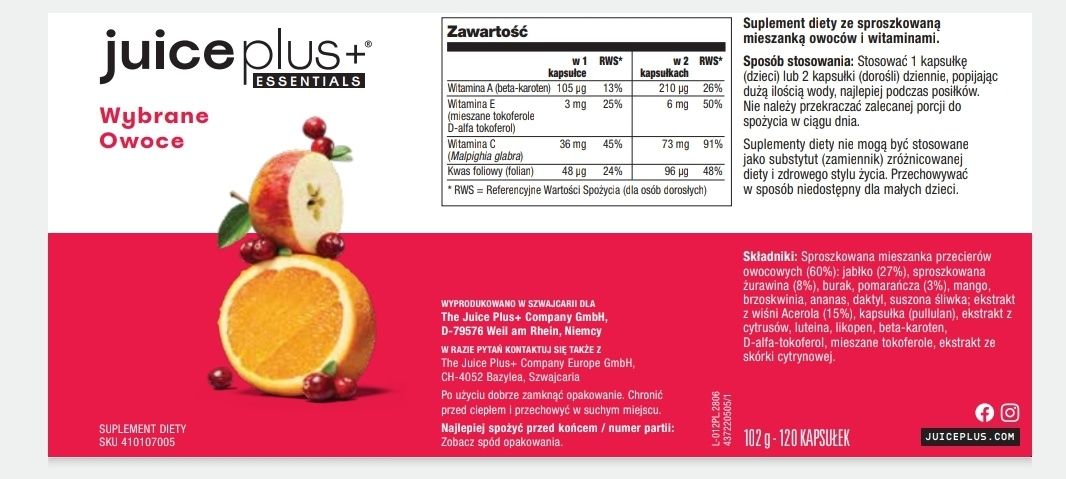 Kapsułki Owoce Juice Plus