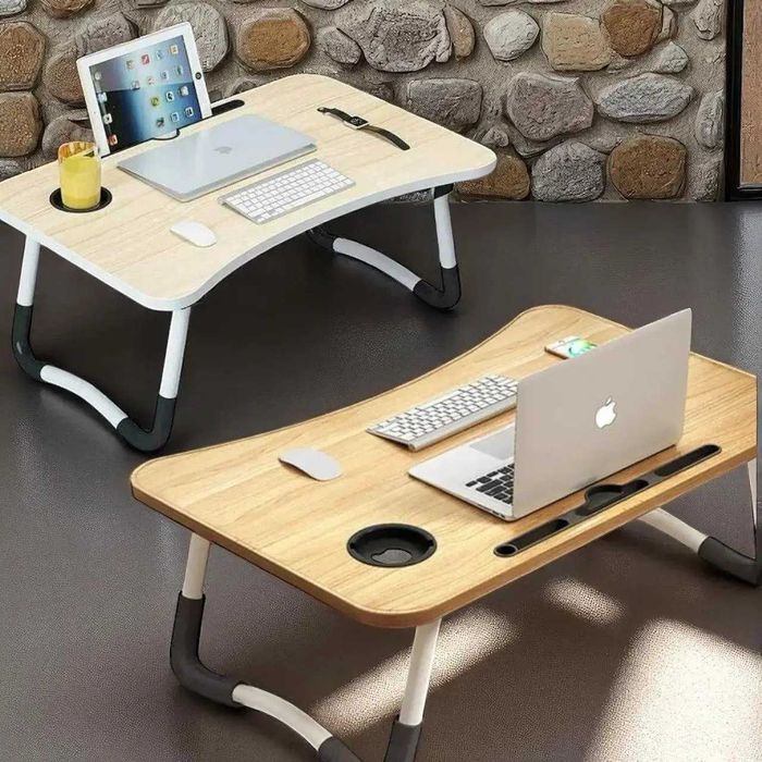 Складной столик для завтрака, ноутбука и планшета с подстаканником