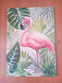 Tela pintada de flamingo