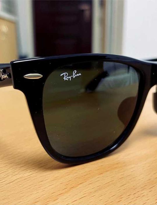 RAY-BAN 2140 Wayfarer - Czarne ze Zielonymi Soczewkami - 100% Autentyk