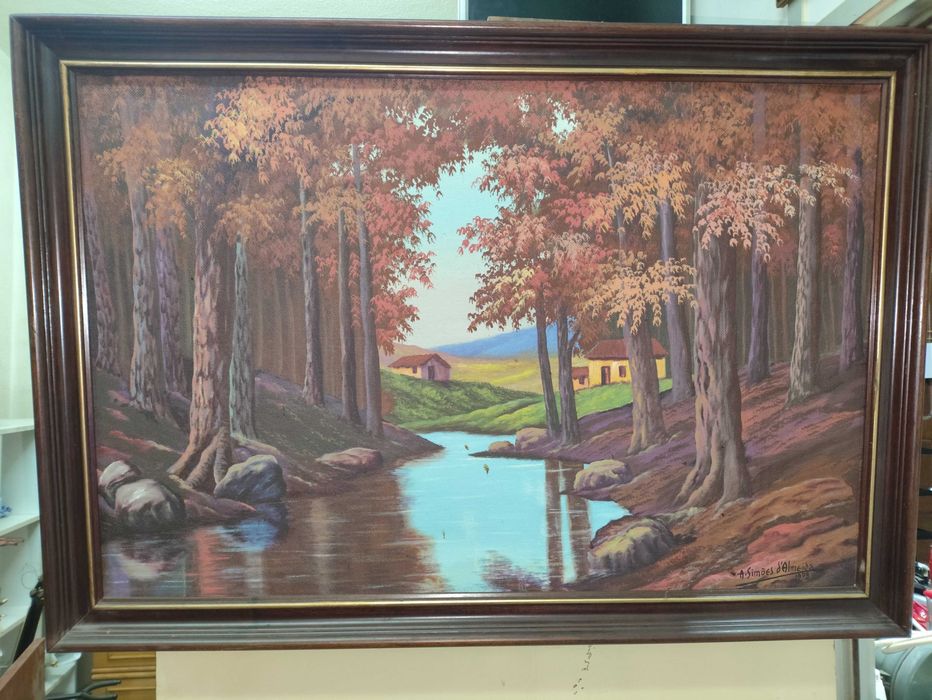 Quandro Vintage Óleo sobre platex do Pintor A. Simões de Almeida