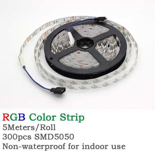 Світлодіодна стрічка SMD 5050 RGB LED 5м IP65 блоком живлення USB, 5м.