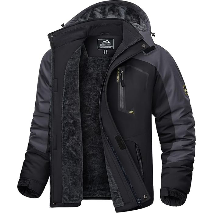 Męska kurtka outdoor czarno-szara ocieplana wodoodporna 4XL