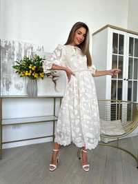Женское молочное шифоновое платье Жіноча романтична сукня біла шифон
