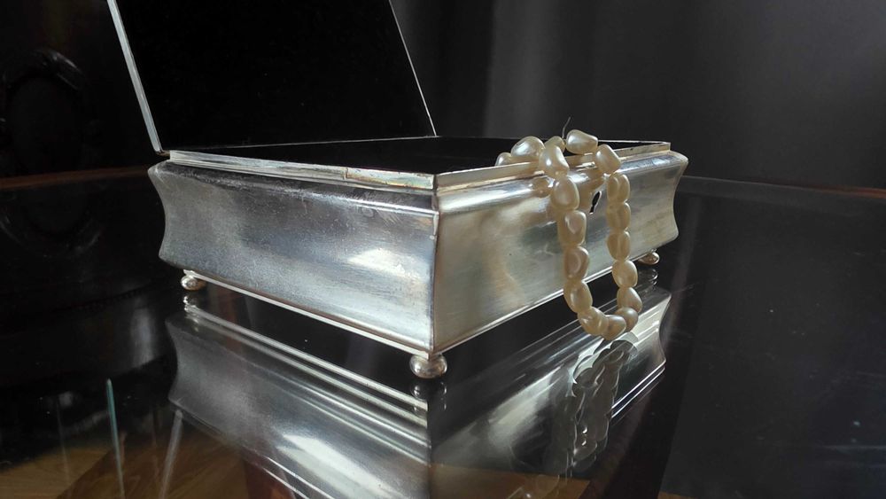 Posrebrzana szkatułka WMF Ikora,Lata 30