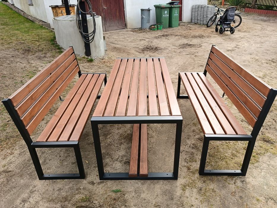 Stół z ławkami ogrodowy loft