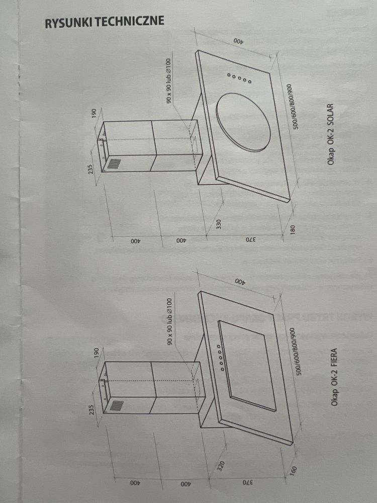 Okap kuchenny ok-2 solar czarny 90cm