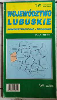 Mapa administracyjno-drogowa województwo lubuskie