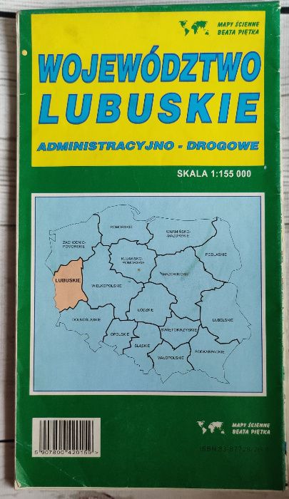 Mapa administracyjno-drogowa województwo lubuskie