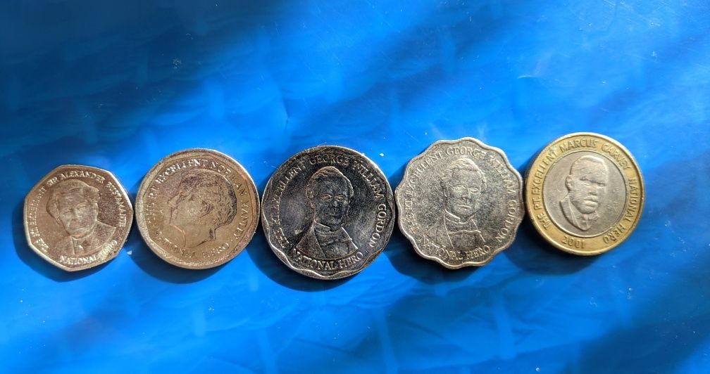 Монети деньги Бразилія, Барбадос, Ямайка
