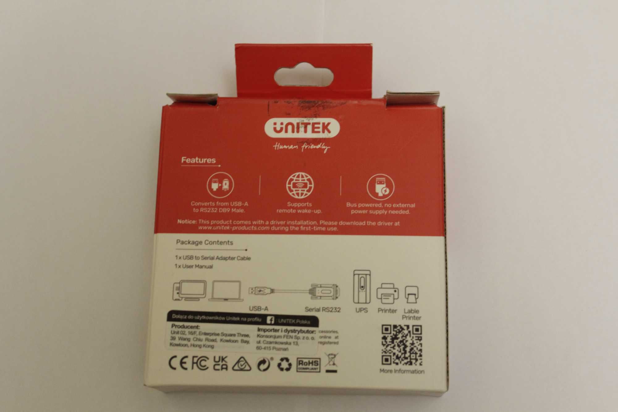 Kabel, adapter USB to RS-232 (com) UNITEK 1.5 m