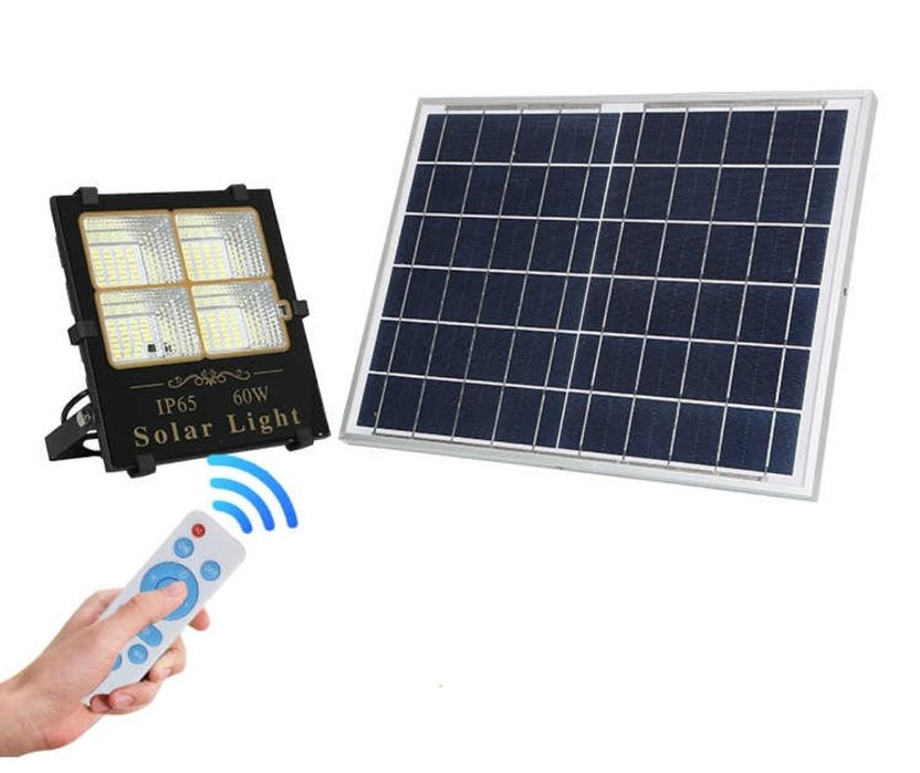 Lampa Solarna 30W 60W 100W Czujnik Zmierzchu LED Halogen + Pilot