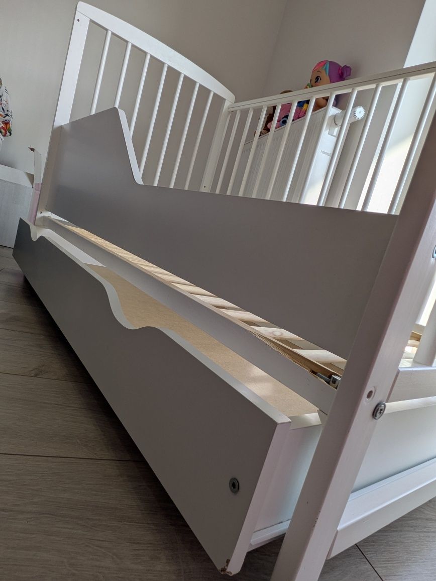 Łóżeczko dla dziecka 3 w 1 - 125x65 rosnące wraz z dzieckiem, stan db/