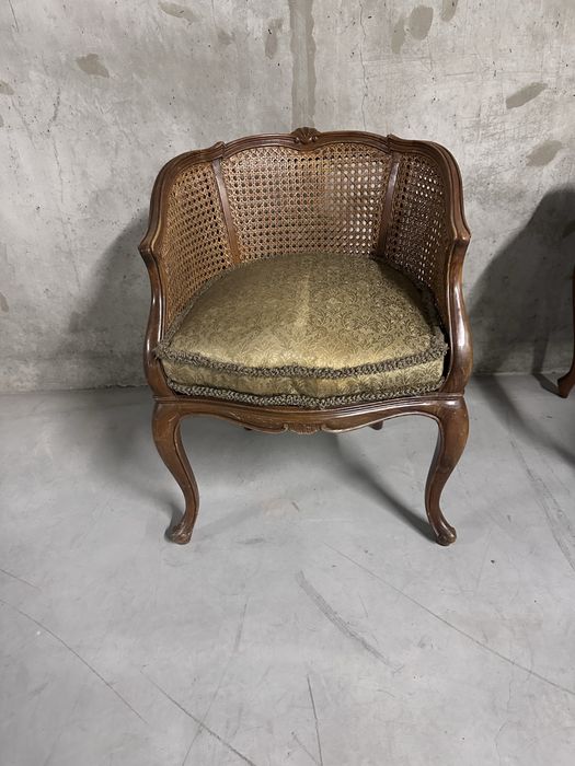 Fotel beczułkowy berżera barrel chair bergère rattan plecionka Ludwik