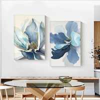 Сині квіти на полотні Картина прикраса для домашнього декору