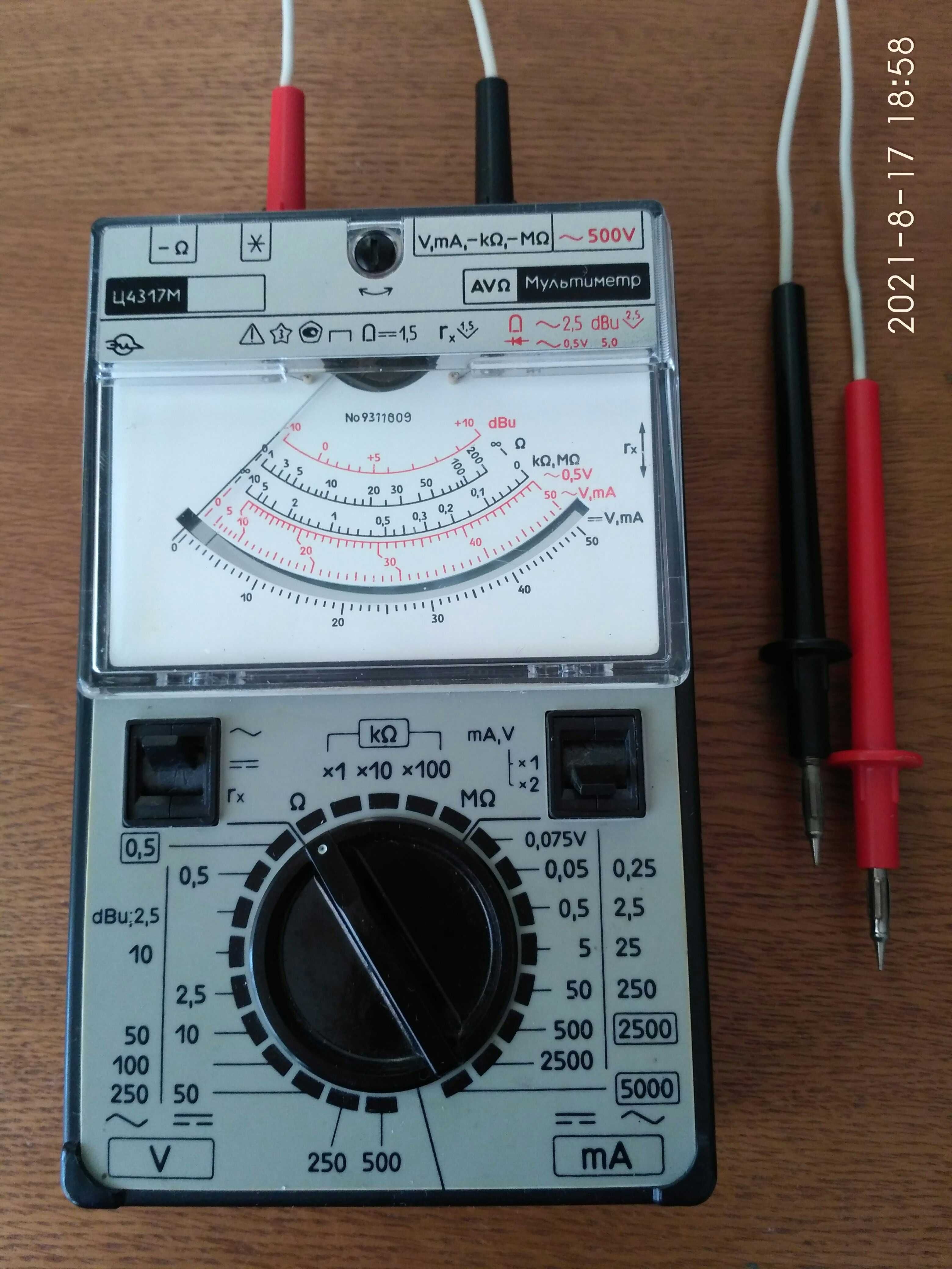 Тестер. Прибор электроизмерительный аналоговый тестер Ц 4317 М, СССР