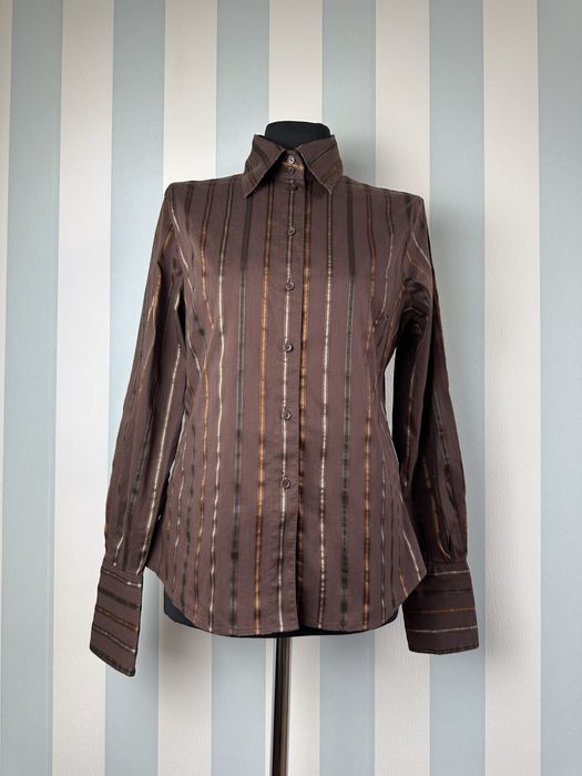 Brązowa elegancka koszula damska z długim rękawem 38 M H&M