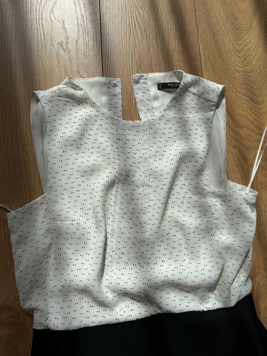 Biało czarna elegancka sukienka Mango