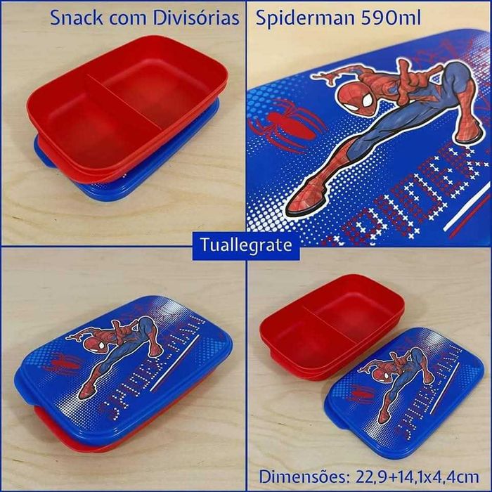 Snack com Divisórias Spiderman Tupperware Novo