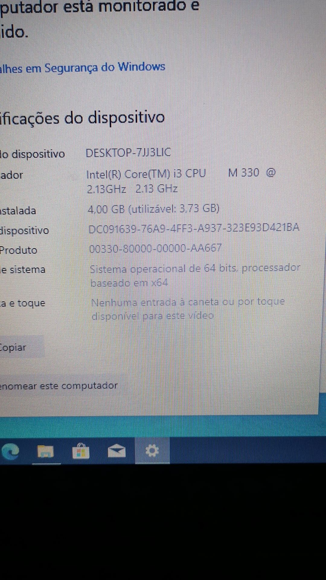 Portatil Toshiba i3 4gigas ram ótimo desempenho e rápido