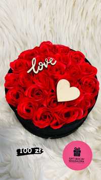 Gift box róże flowerbox zestaw prezent na urodziny zaręczyny dla niej
