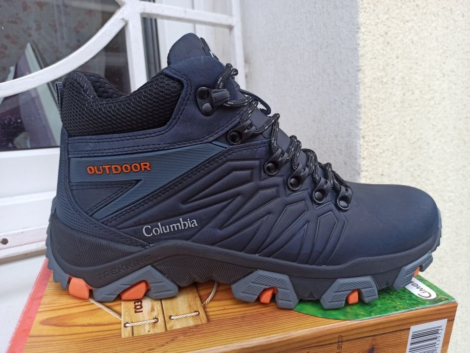 Зимние кожаные полуботинки .Чёрные и т.серые